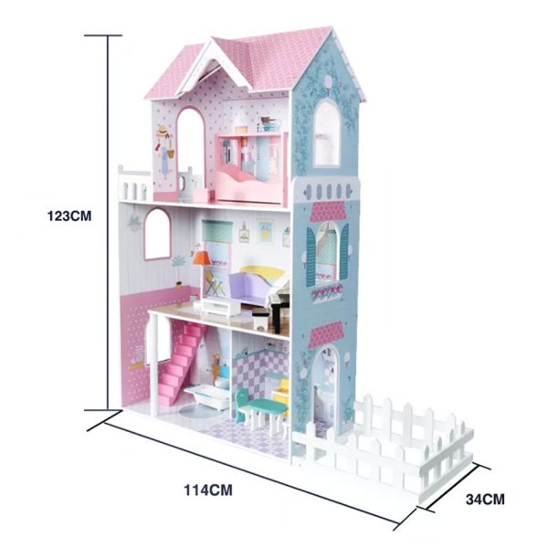 PHOOHI PH11A001 WOODEN LUXURY BLUE DOLLHOUSE KOUREAS TOYS