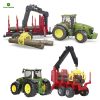 BRUDER 03054 JOHN DEERE 7930 WITH FORESTRY TRAILER AND 4 TRUNKS