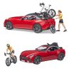 BRUDER 03485 BRUDER ROADSTER WITH RACING BICYCLE AND CYCLIST