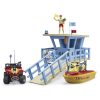 BRUDER 62780 BWORLD LIFEGUARD STATION WITH QUAD BIKE AND PERSONAL WATER CRAFT