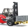 BRUDER 02513 LINDE HT160D STACKER WITH PALLET AND 3 PALLET CAGES KOUREAS TOYS