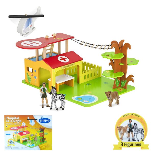 80004 PAPO ISIPLAY WOODEN ANIMAL HOSPITAL 3 FIGURES FREE