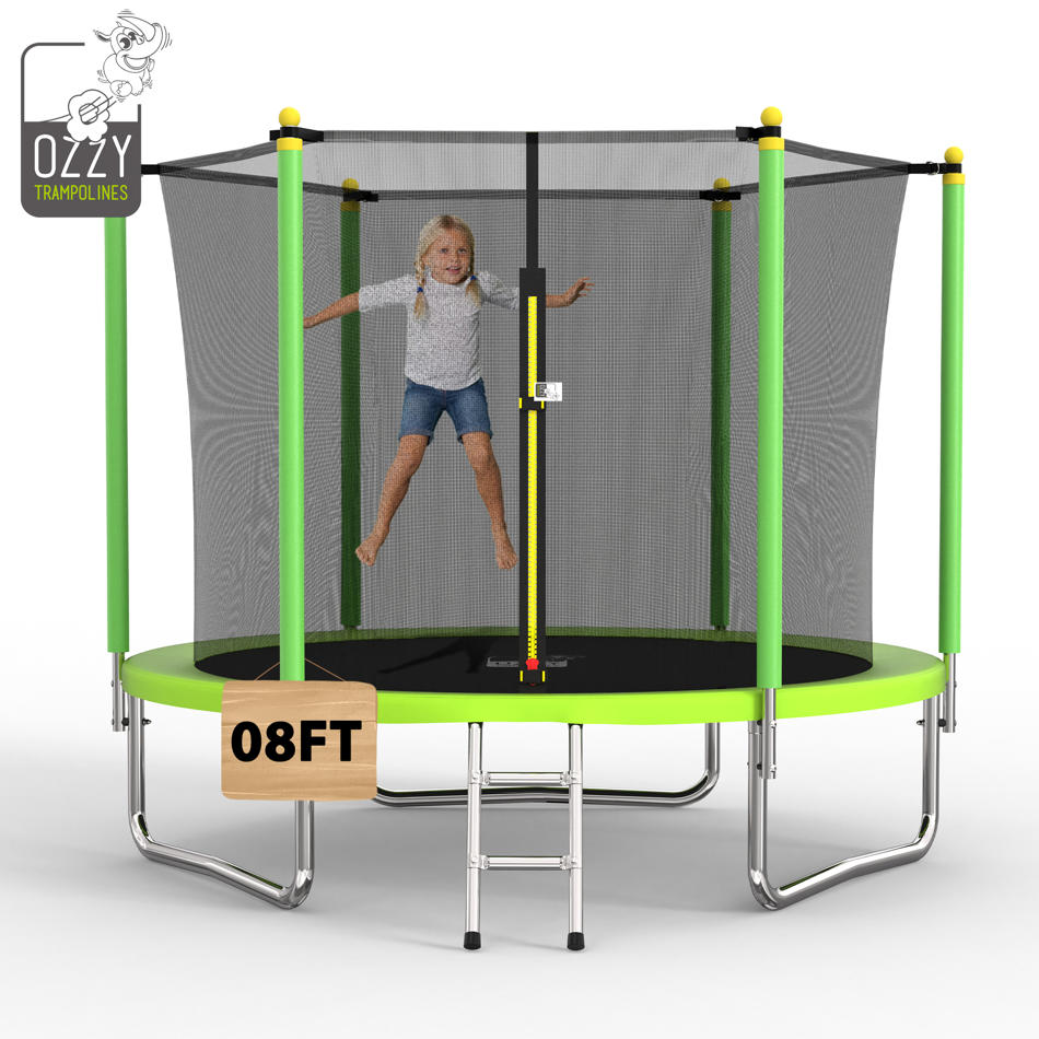 OZZY 8FT GREEN TRAMPOLINE WITH SAFETY NET & LADDER KOUREAS TOYS