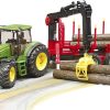 BRUDER 03054 JOHN DEERE 7930 WITH FORESTRY TRAILER AND 4 TRUNKS - Image 2