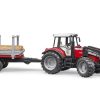 BRUDER 02046 MASSEY FERGUSON & FRONTLOADER AND TIMBER TRAILER - Image 2