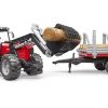 BRUDER 02046 MASSEY FERGUSON & FRONTLOADER AND TIMBER TRAILER - Image 3