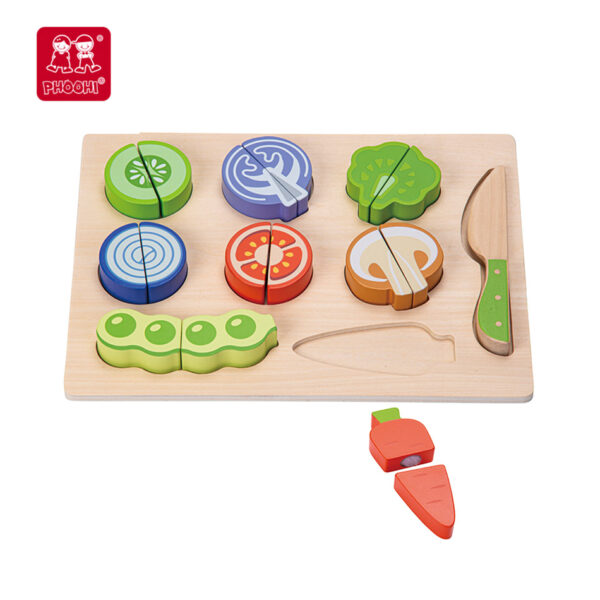 PHOOHI PH01F012 WOODEN VEGETABLE CUTTING TOY - SET WITH MAGNETIC PIECES & KNIFE KOUREAS TOYS