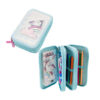 NICE 19025 GIRABRILLA UNICORN PUFFER PENCIL CASE 3 ZIP TIFFANY - Image 2