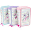 NICE 19025 GIRABRILLA UNICORN PUFFER PENCIL CASE 3 ZIP TIFFANY