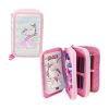 NICE 19025 GIRABRILLA UNICORN PUFFER PENCIL CASE 3 ZIP PINK