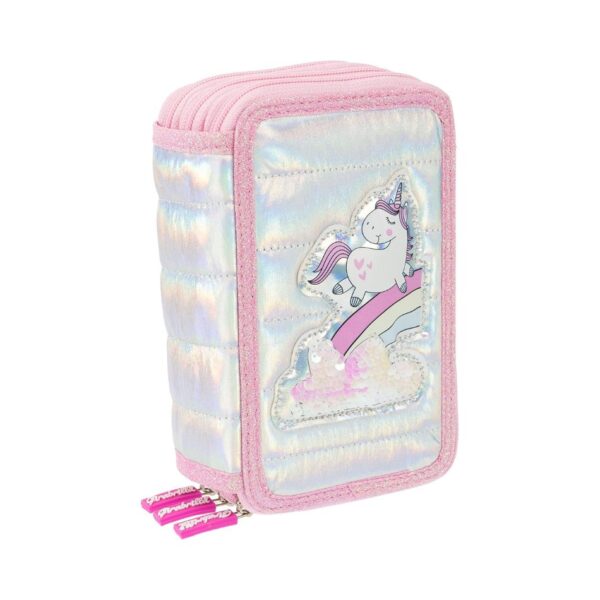 NICE 19027 GIRABRILLA PUFFER PENCIL CASE 3 STAGES UNICORN KOUREAS TOYS