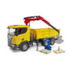 BRUDER 03551 SCANIA SUPER 560R CONSTRUCTION SITE TRUCK WITH CRANE AND 2 PALLETS KOUREAS TOYS