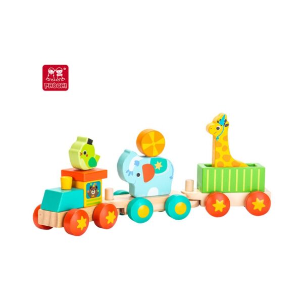 PHOOHI PH05C010 WOODEN CIRCUS STACKING TRAIN KOUREAS TOYS