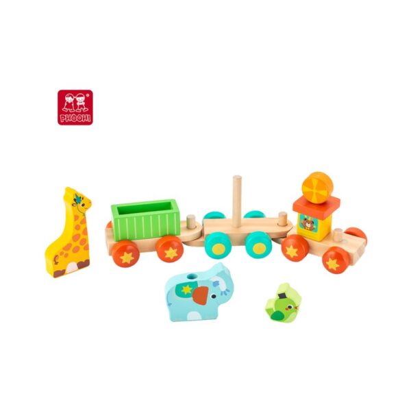 PHOOHI PH05C010 WOODEN CIRCUS STACKING TRAIN KOUREAS TOYS