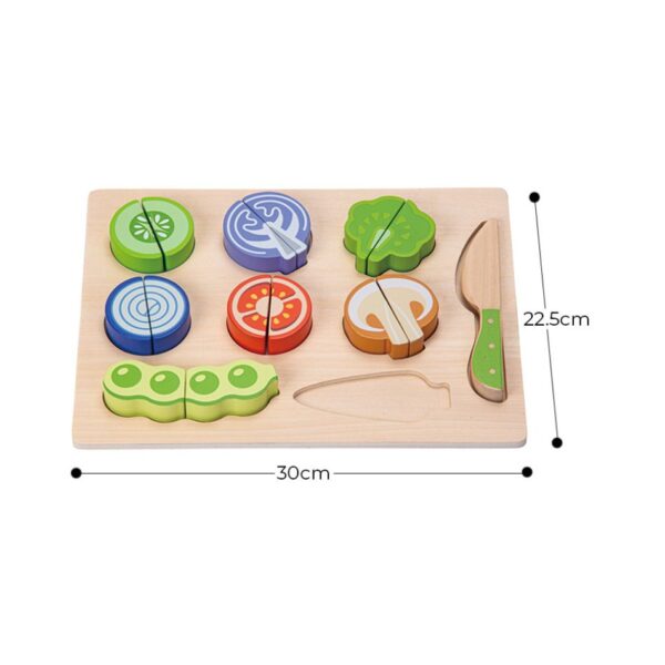 PHOOHI PH01F012 WOODEN VEGETABLE CUTTING TOY - SET WITH MAGNETIC PIECES & KNIFE KOUREAS TOYS