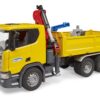BRUDER 03551 SCANIA SUPER 560R CONSTRUCTION SITE TRUCK WITH CRANE AND 2 PALLETS KOUREAS TOYS