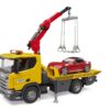 BRUDER 03552 SCANIA SUPER 560R TOW TRUCK WITH LIGHT AND SOUND MODULE AND BRUDER ROADSTER KOUREAS TOYS