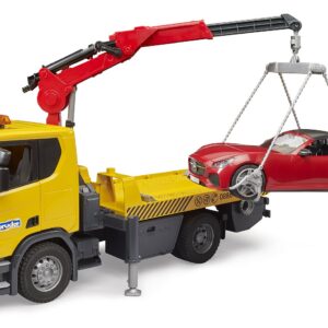 BRUDER 03552 SCANIA SUPER 560R TOW TRUCK WITH LIGHT AND SOUND MODULE AND BRUDER ROADSTER KOUREAS TOYS