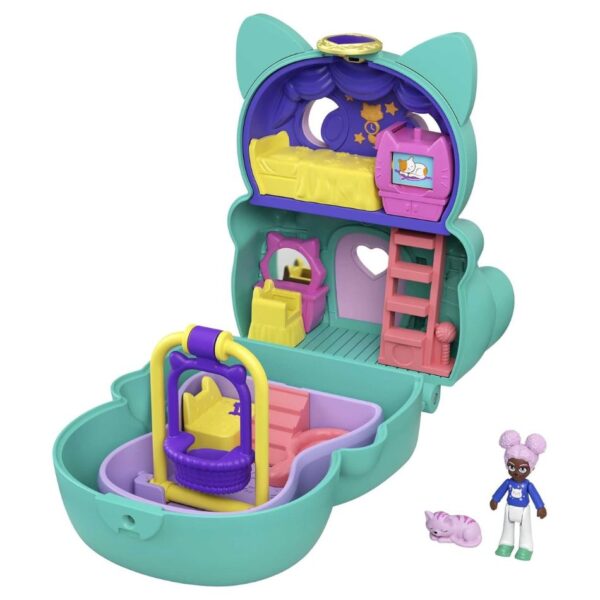 BRAND GTM56 POLLY POCKET GTM61​ FLIP & FIND CAT COMPACT, FLIP FEATURE CREATES DUAL PLAY SURFACES, MICRO DOLL KOUREAS TOYS