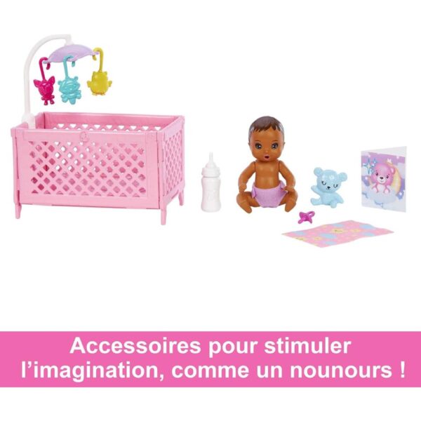 BRAND HJY34 BARBIE SKIPPER BABYSITTERS INC CRIB PLAYSET WITH DOLL, BABY DOLL WITH SLEEPY EYES, FURNITURE & ACCESSORIES KOUREAS TOYS