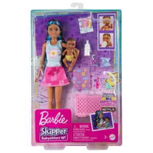 BRAND HJY34 BARBIE SKIPPER BABYSITTERS INC CRIB PLAYSET WITH DOLL, BABY DOLL WITH SLEEPY EYES, FURNITURE & ACCESSORIES KOUREAS TOYS