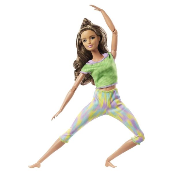 BRAND GXF05 BARBIE MADE TO MOVE DOLL WITH 22 FLEXIBLE JOINTS & LONG WAVY BRUNETTE HAIR WEARING ATHLEISURE-WEAR KOUREAS TOYS