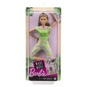 BRAND GXF05 BARBIE MADE TO MOVE DOLL WITH 22 FLEXIBLE JOINTS & LONG WAVY BRUNETTE HAIR WEARING ATHLEISURE-WEAR KOUREAS TOYS