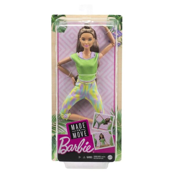 BRAND GXF05 BARBIE MADE TO MOVE DOLL WITH 22 FLEXIBLE JOINTS & LONG WAVY BRUNETTE HAIR WEARING ATHLEISURE-WEAR KOUREAS TOYS