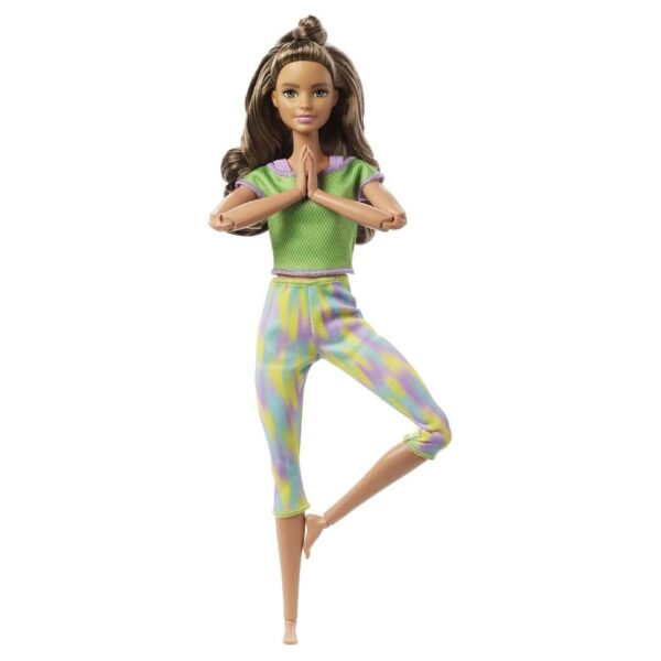 BRAND GXF05 BARBIE MADE TO MOVE DOLL WITH 22 FLEXIBLE JOINTS & LONG WAVY BRUNETTE HAIR WEARING ATHLEISURE-WEAR KOUREAS TOYS