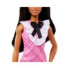 BRAND HJT06 BARBIE FASHIONISTAS DOLL #209 WITH BLACK HAIR WEARING REMOVABLE PINK PLAID DRESS, PEARLESCENT HEADBAND & STRAPPY HEELS KOUREAS TOYS
