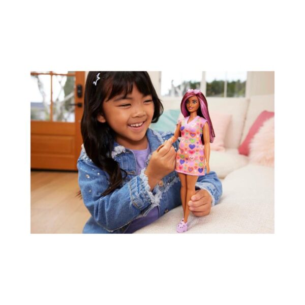 BRAND HJT04 BARBIE FASHIONISTAS DOLL 207 WITH A HEART-PRINT SWEATER DRESS, SUNGLASSES AND PLATFORM SHOES KOUREAS TOYS