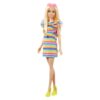 BRAND HPF73 BARBIE FASHIONISTAS DOLL 197 BLONDE DOLL WITH RAINBOW DRESS AND BRACES KOUREAS TOYS