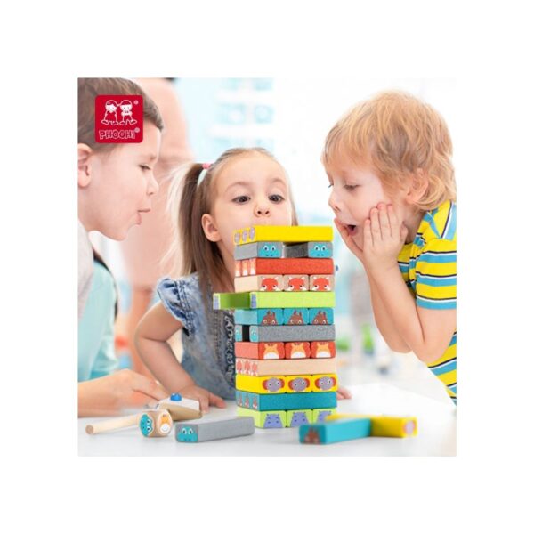 PHOOHI PH05U004 WOODEN 54 Pcs ANIMAL TUMBLE TOWER KOUREAS TOYS