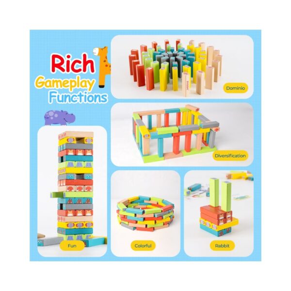 PHOOHI PH05U004 WOODEN 54 Pcs ANIMAL TUMBLE TOWER KOUREAS TOYS