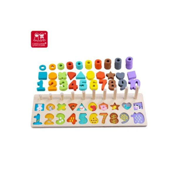 PHOOHI PH05R005 WOODEN NUMBER MATCHING BOARD WITH PATTE (3 IN 1)