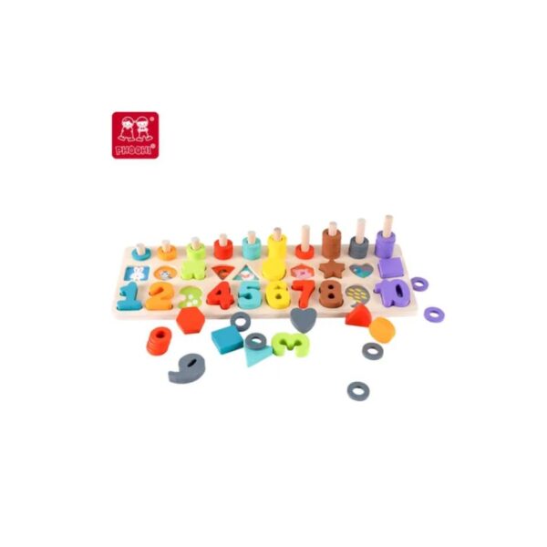 PHOOHI PH05R005 WOODEN NUMBER MATCHING BOARD WITH PATTE (3 IN 1)