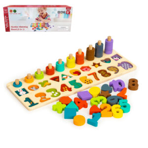 PHOOHI PH05R005 WOODEN NUMBER MATCHING BOARD WITH PATTE (3 IN 1) KOUREAS TOYS