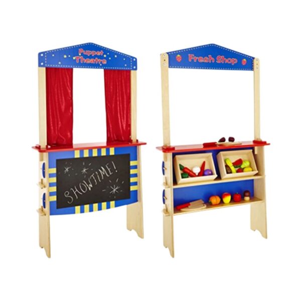 PHOOHI SAWT608-1 WOODEN PUPPET THEATRE & FRUIT SHOP KOUREAS TOYS
