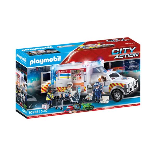 PLAYMOBIL 70936 CITY ACTION US AMBULANCE: FIRST AID VEHICLE KOUREAS TOYS
