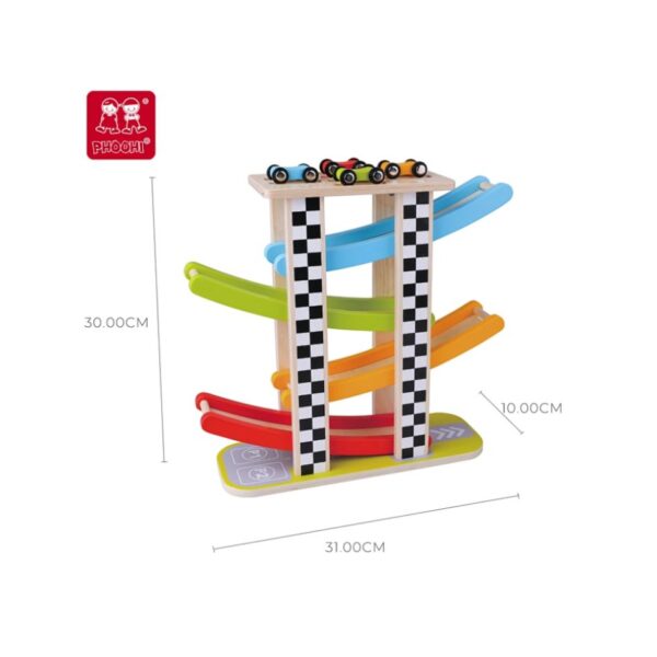 PHOOHI PH05W006 WOODEN RAMP RACER WITH 4 CAR RAMPS KOUREAS TOYS