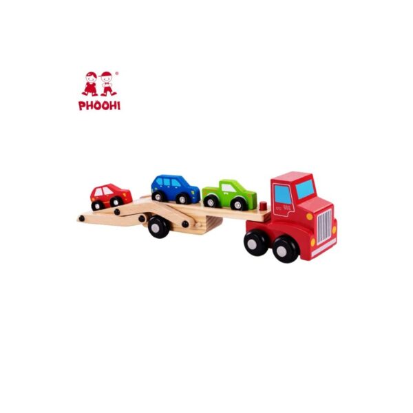 PHOOHI PH05B024 WOODEN CAR CARRIER TRUCK KOUREAS TOYS