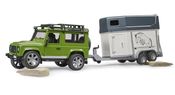 BRUDER 02592 LAND ROVER DEFENDER WITH HORSE TRAILER KOUREAS TOYS