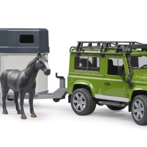 BRUDER 02592 LAND ROVER DEFENDER WITH HORSE TRAILER KOUREAS TOYS