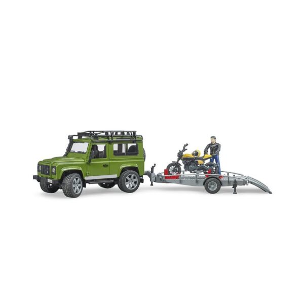 BRUDER 02589 LAND ROVER DEFENDER AND SCRAMBLER DUCATI FULL THROTTLE KOUREAS TOYS