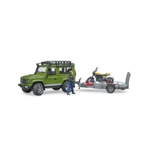 BRUDER 02589 LAND ROVER DEFENDER AND SCRAMBLER DUCATI FULL THROTTLE KOUREAS TOYS
