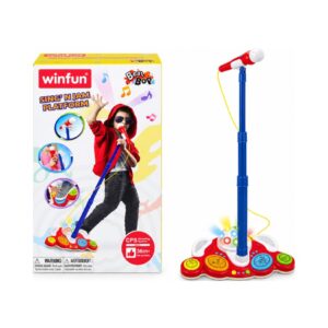 WINFUN 002044 SING ’N JAM PLATFORM – KIDS’ MICROPHONE WITH STAND & LIGHTS KOUREAS TOYS