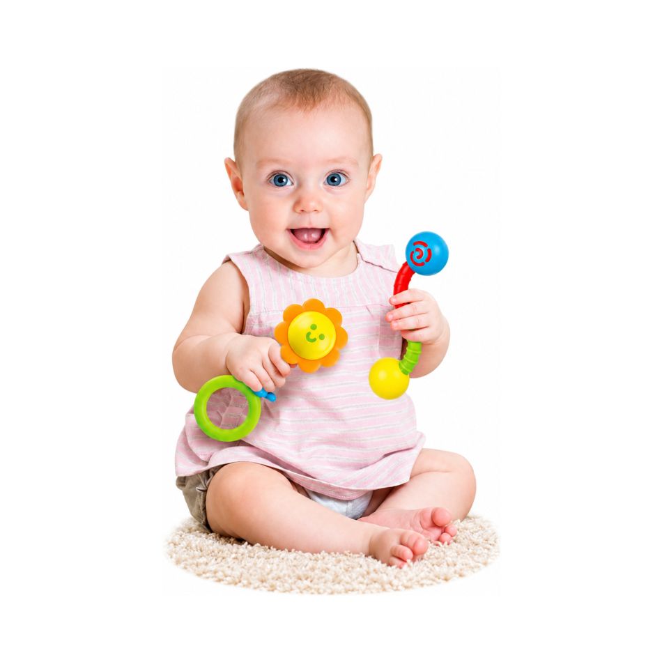 WINFUN 003207 GARDEN PALS 4-PIECE BABY RATTLE SET KOUREAS TOYS