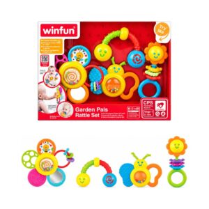 WINFUN 003207 GARDEN PALS 4-PIECE BABY RATTLE SET KOUREAS TOYS