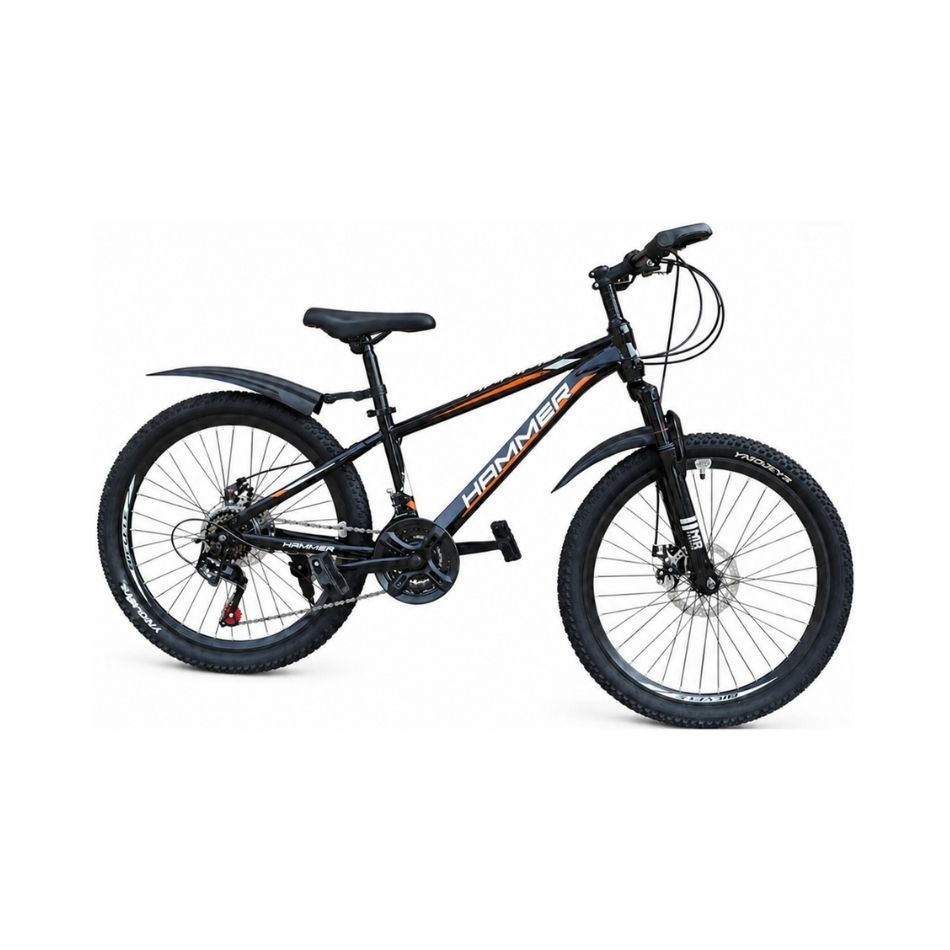 24" HAMMER BICYCLE 21" SPEED BLACK WITH ORANGE LINE KOUREAS TOYS
