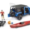 BRUDER 02529 JEEP WRANGLER RUBICON UNLIMITED WITH KAYAK AND KAYAKER KOUREAS TOYS